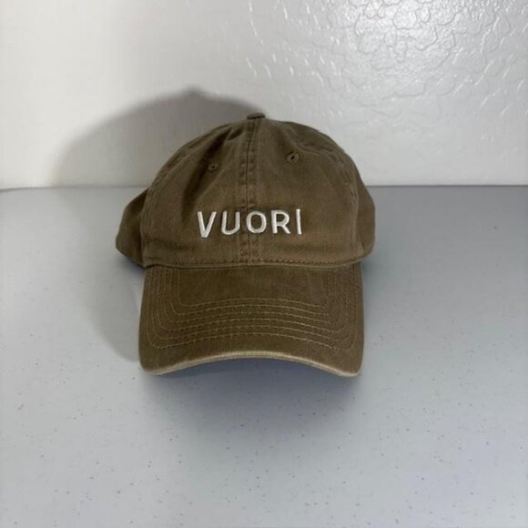 Vuori Accessories - Vuori Hat Cap Strap Back Brown Cotton Twill Logo Embroidered One Size Mens